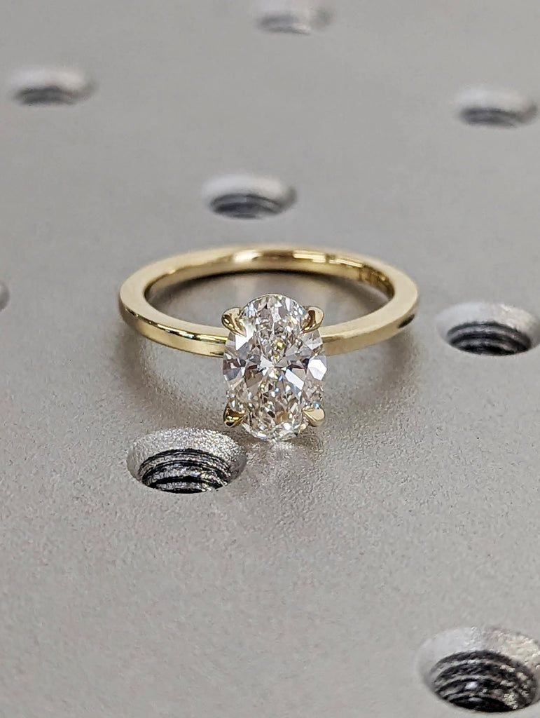 1.25ct Oval Moissanite 14K Yellow Gold Promise Ring