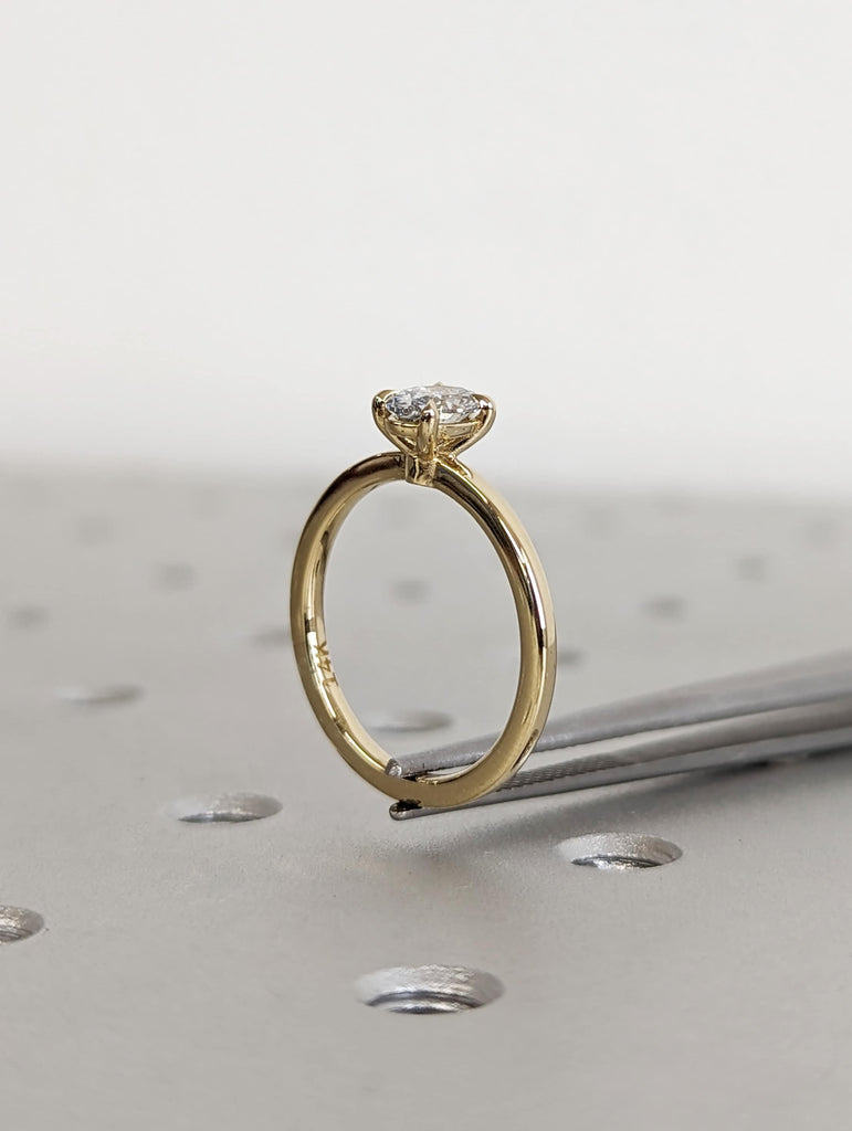 0.5ct Oval Moissanite 14K Yellow Gold Promise Ring