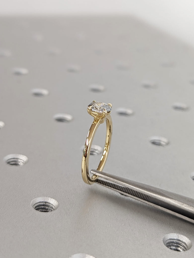 Solitaire Oval cut 0.5ct Moissanite 14K Yellow Gold Promise Ring
