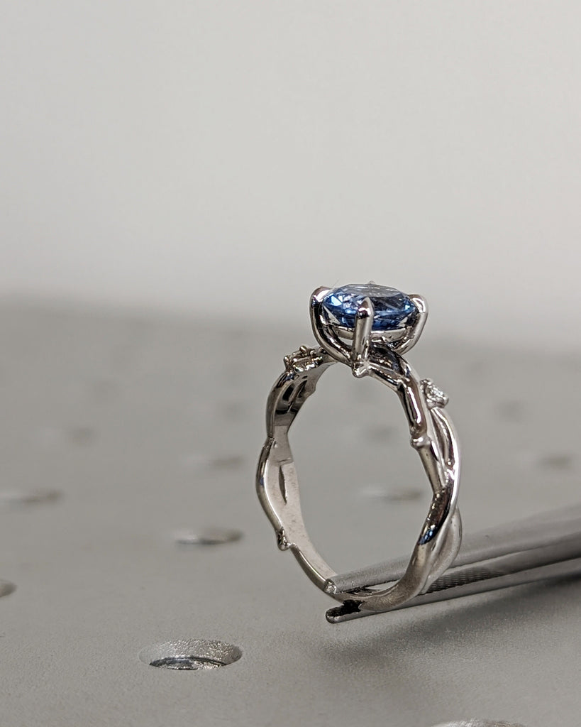 Unique Aquamarine Ring, Elegant Engagement Ring, Blue Promise Ring, 14k Round Cut Aquamarine Ring, Anniversary Birthday Gift For Her