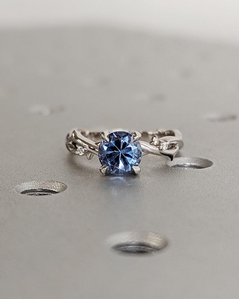 Unique Aquamarine Ring, Elegant Engagement Ring, Blue Promise Ring, 14k Round Cut Aquamarine Ring, Anniversary Birthday Gift For Her