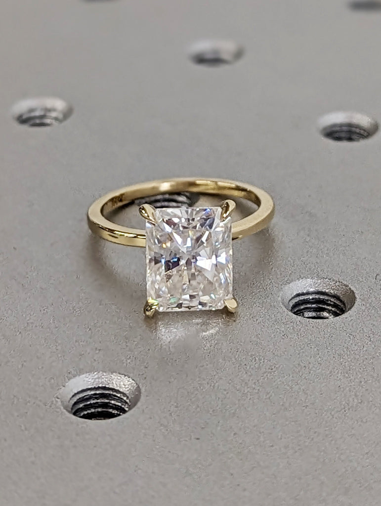 3ct Radiant Cut Moissanite 14K Yellow Gold Engagement Ring