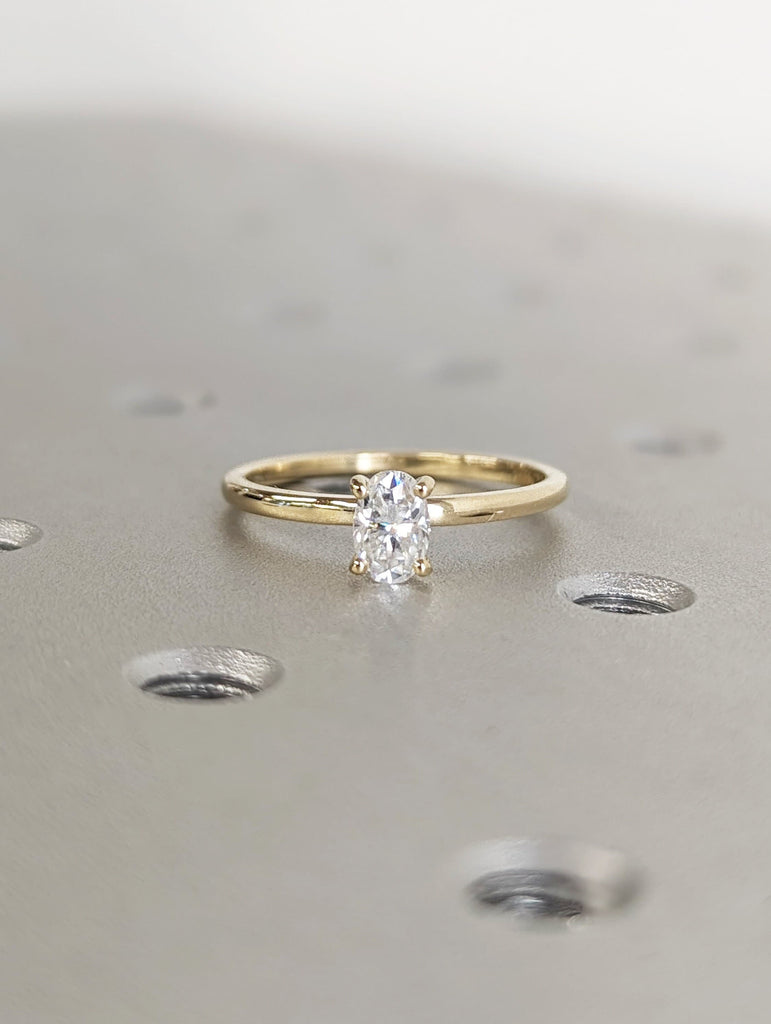 0.5cts Lab Diamond Oval Engagement Ring, Oval Lab Diamond and Solitaire Wedding Ring, Yellow Gold Lab Diamond Ring, Simple Promise Ring