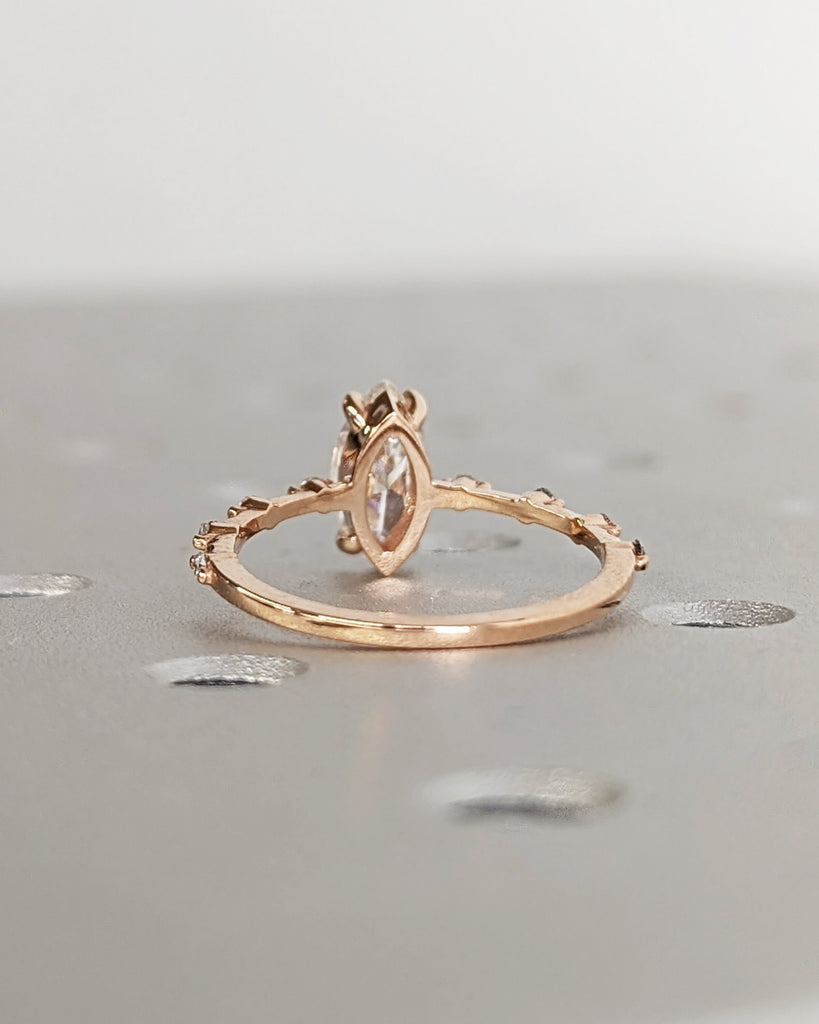 1 Carat Marquise Engagement Ring, Marquise Moissanite Solitaire Engagement Ring, Wedding Ring, Anniversary Ring, 14K Solid Real Rose Gold