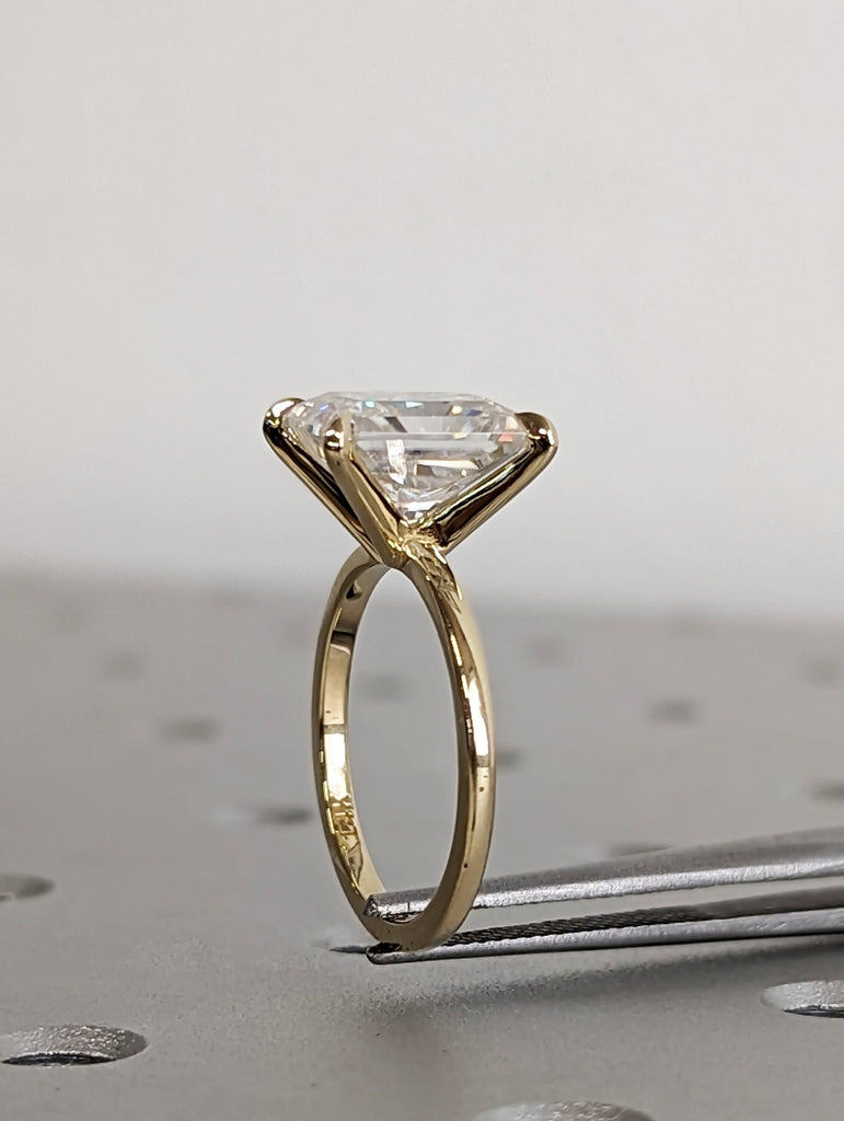 Solitaire 3ct Radiant Cut Lab Diamond 14K Yellow Gold Promise Ring