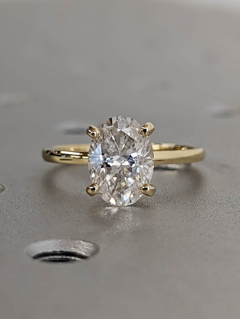 2ct Oval Moissanite Solitaire 14K Yellow Gold Promise Ring