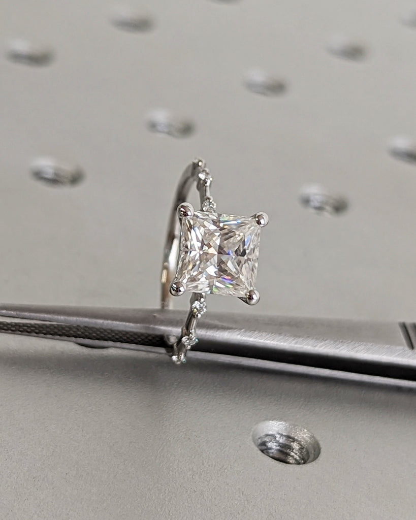 Unique Engagement Ring Princess Cut Moissanite Ring, Square Engagement Ring, Princess Square Engagement Ring, Princess Cut 2CT Moissanite