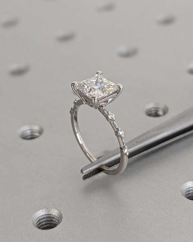 Unique Engagement Ring Princess Cut Moissanite Ring, Square Engagement Ring, Princess Square Engagement Ring, Princess Cut 2CT Moissanite