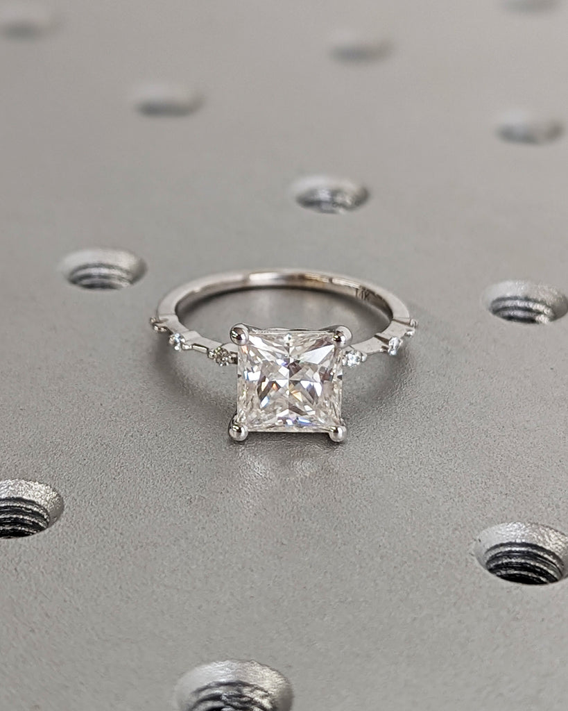 Unique Engagement Ring Princess Cut Moissanite Ring, Square Engagement Ring, Princess Square Engagement Ring, Princess Cut 2CT Moissanite