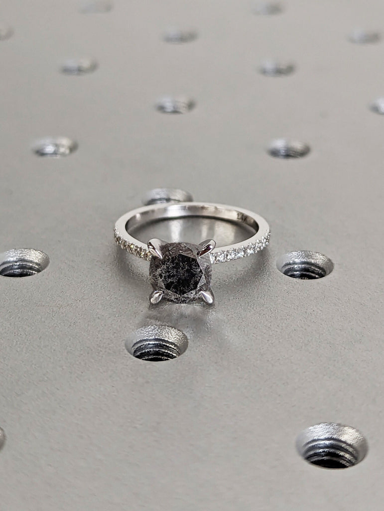 Vintage salt and pepper diamond engagement ring white gold engagement ring diamond eternity ring wedding Bridal Anniversary promise ring