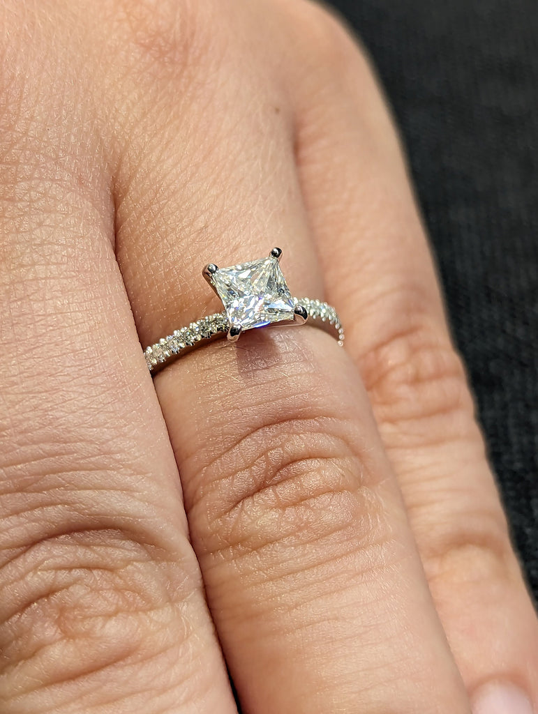 0.5ct Princess cut Moissanite White Gold Personalized Engagement Ring