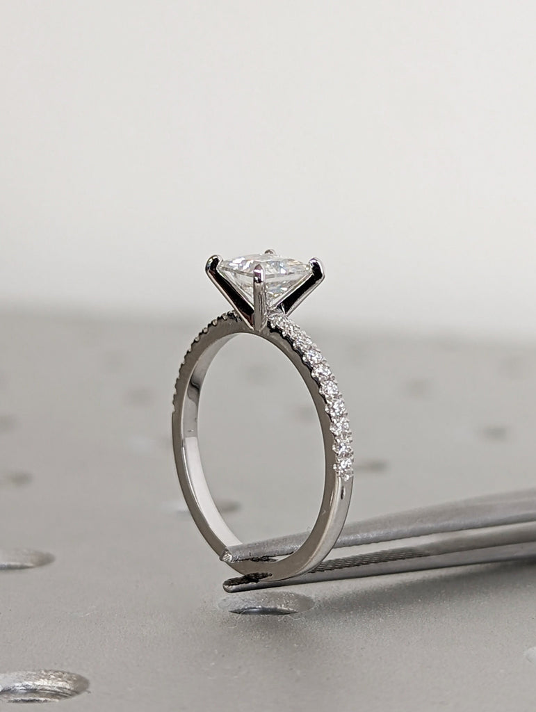 0.5ct Princess cut Moissanite 14K White Gold Diamond Wedding Ring