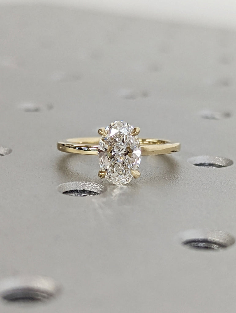 1.25ct Oval CVD Lab Diamond Promise Ring 14K Yellow Gold