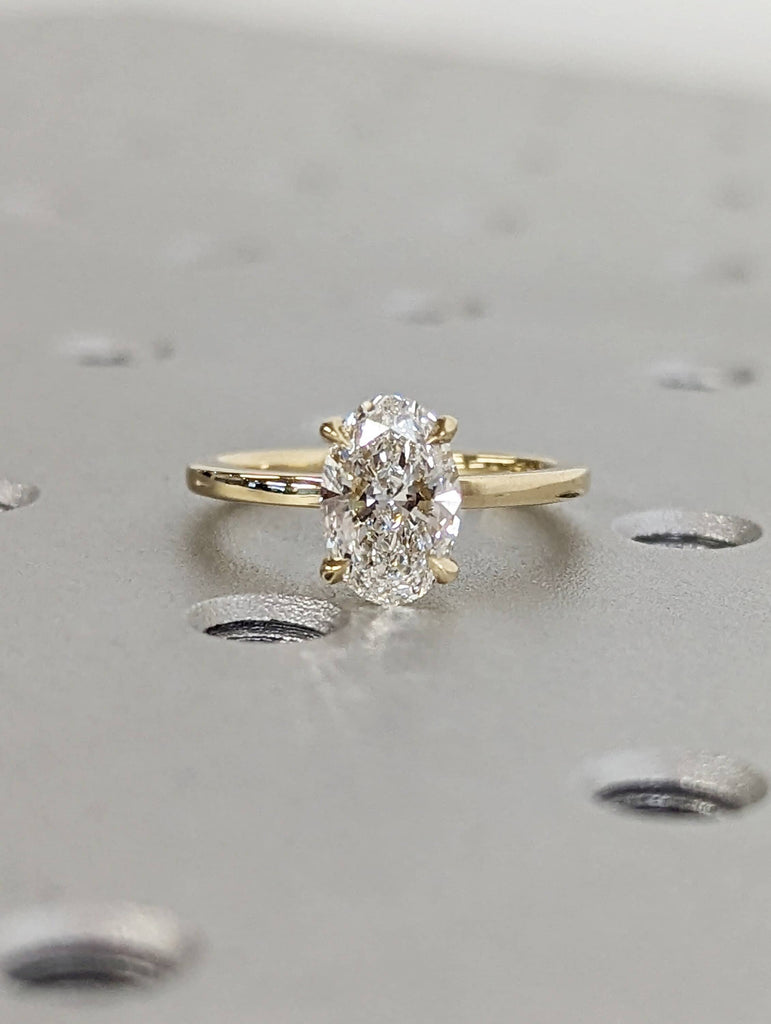1.25ct Oval Moissanite Promise Ring 14K Yellow Gold