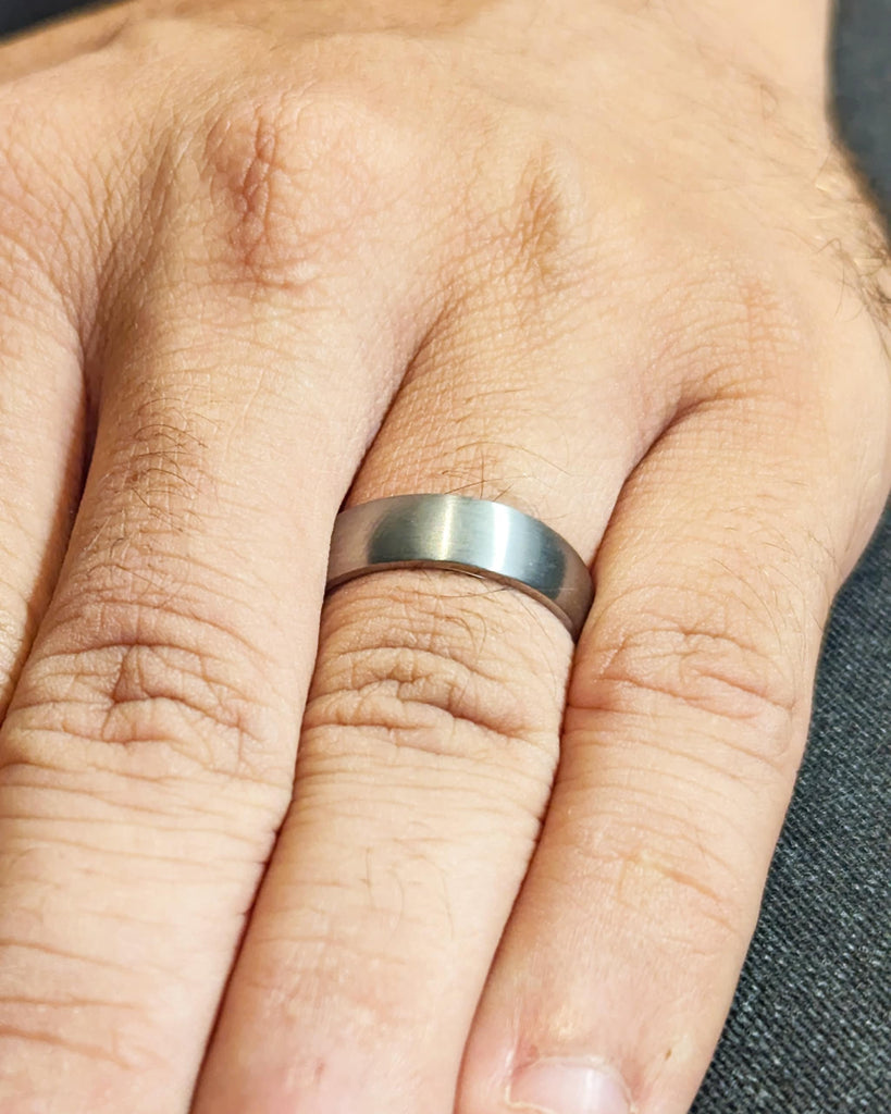 Minimalist titanium ring - Industrial modern ring - Brushed finish - Wedding band - Mens gray ring - Simple plain band - 5 year anniversary