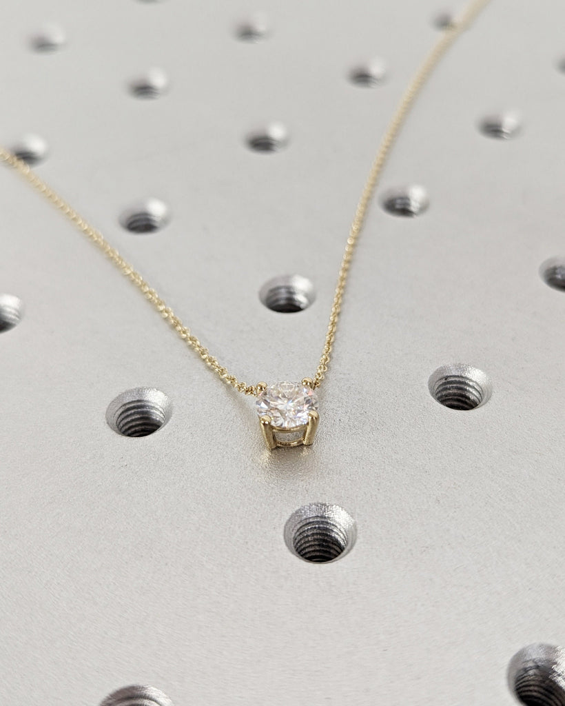 1CT Moissanite Necklace • Round Moissanite Necklace • Moissanite Solitaire Necklace • Perfect Gift for Her • Minimalist Solitaire • Handmade