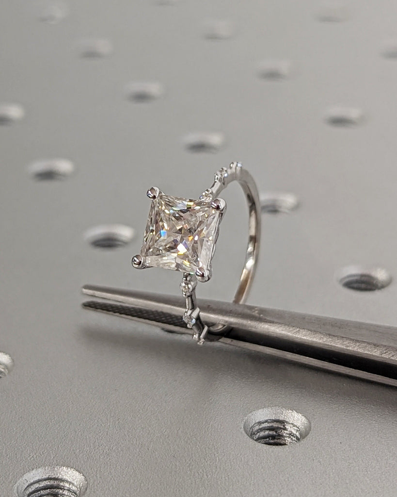 Unique Engagement Ring Princess Cut Moissanite Ring, Square Engagement Ring, Princess Square Engagement Ring, Princess Cut 2CT Moissanite