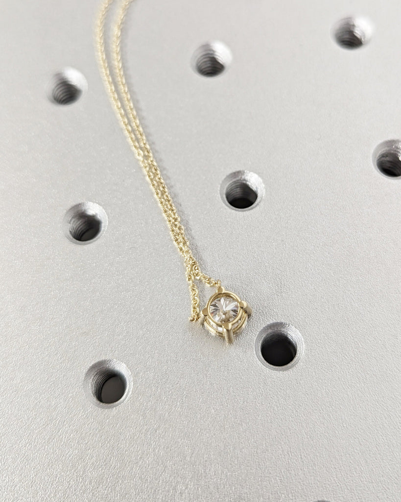 1CT Moissanite Necklace • Round Moissanite Necklace • Moissanite Solitaire Necklace • Perfect Gift for Her • Minimalist Solitaire • Handmade