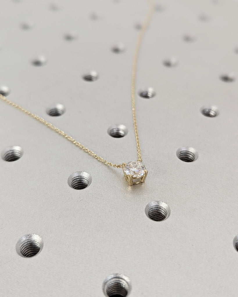 1CT Moissanite Necklace • Round Moissanite Necklace • Moissanite Solitaire Necklace • Perfect Gift for Her • Minimalist Solitaire • Handmade