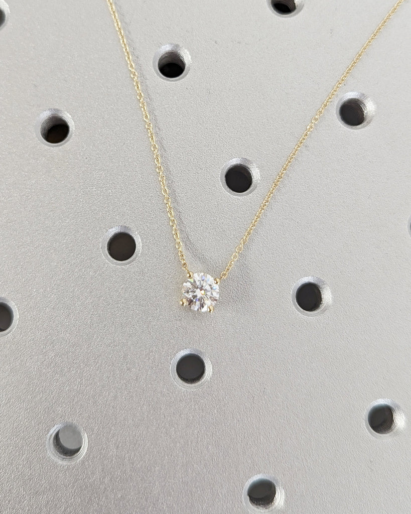 1CT Moissanite Necklace • Round Moissanite Necklace • Moissanite Solitaire Necklace • Perfect Gift for Her • Minimalist Solitaire • Handmade