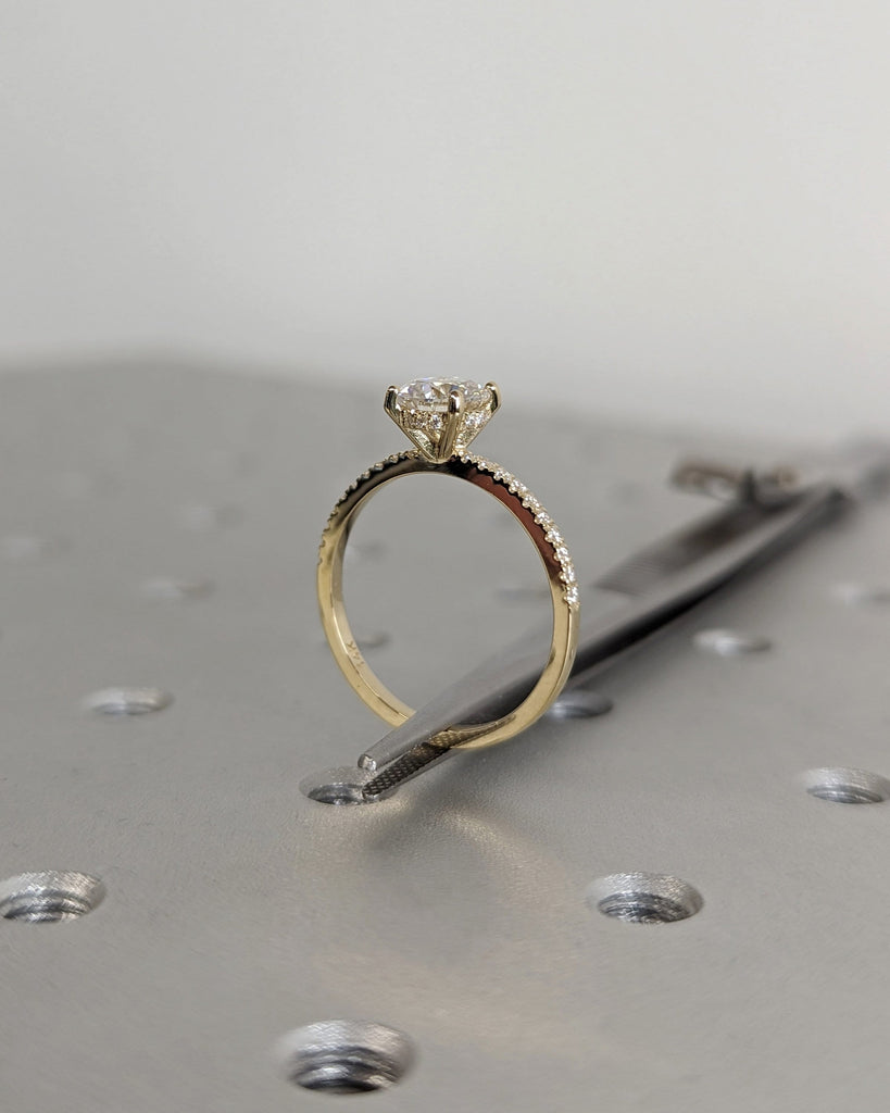 Round Engagement Ring, Round Cut Moissanite Engagement Ring, Diamond Hidden Halo Ring, Round Moissanite Ring, Hidden Halo Ring, Art Deco