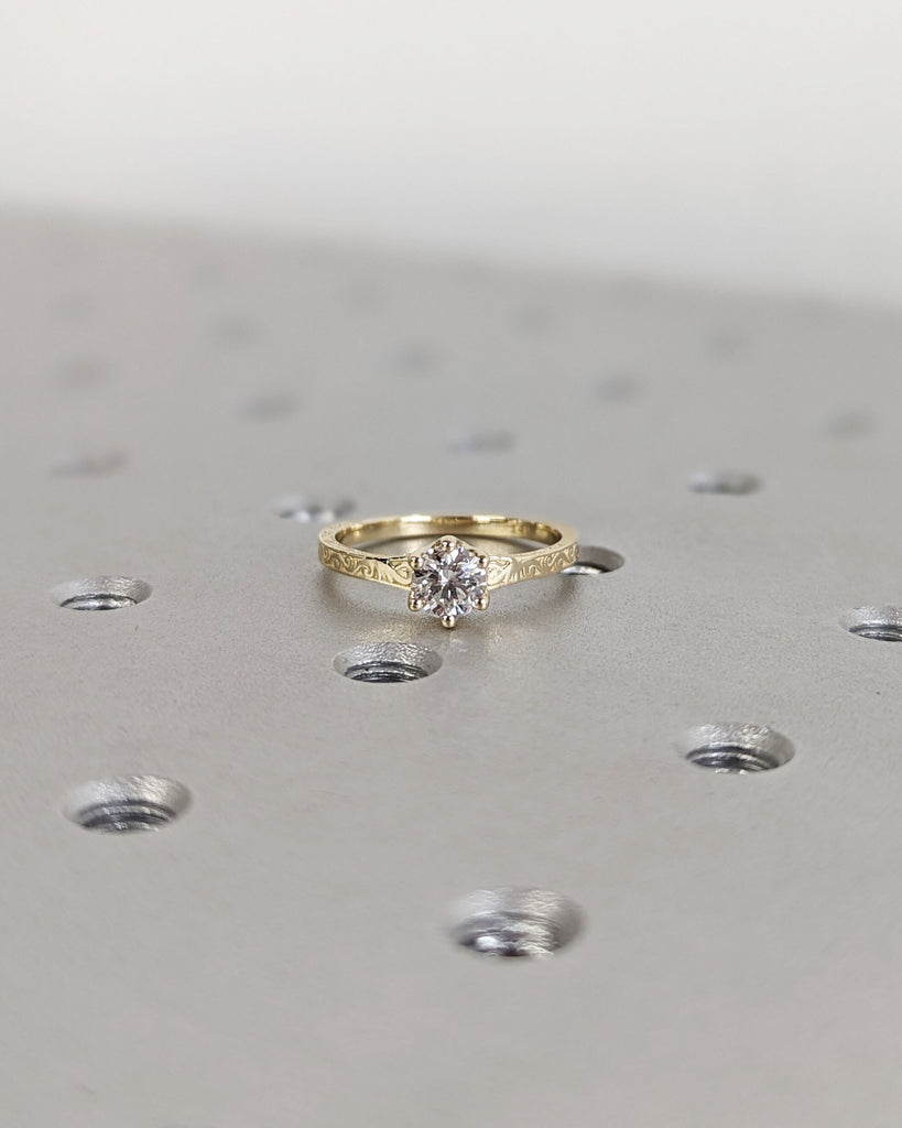 Lab Created Diamond Bridal Ring, 0.5 carat Diamond Bridal Ring, 14K Solid Gold, Simulant Diamond Engagement Ring, Anniversary Gift for Her