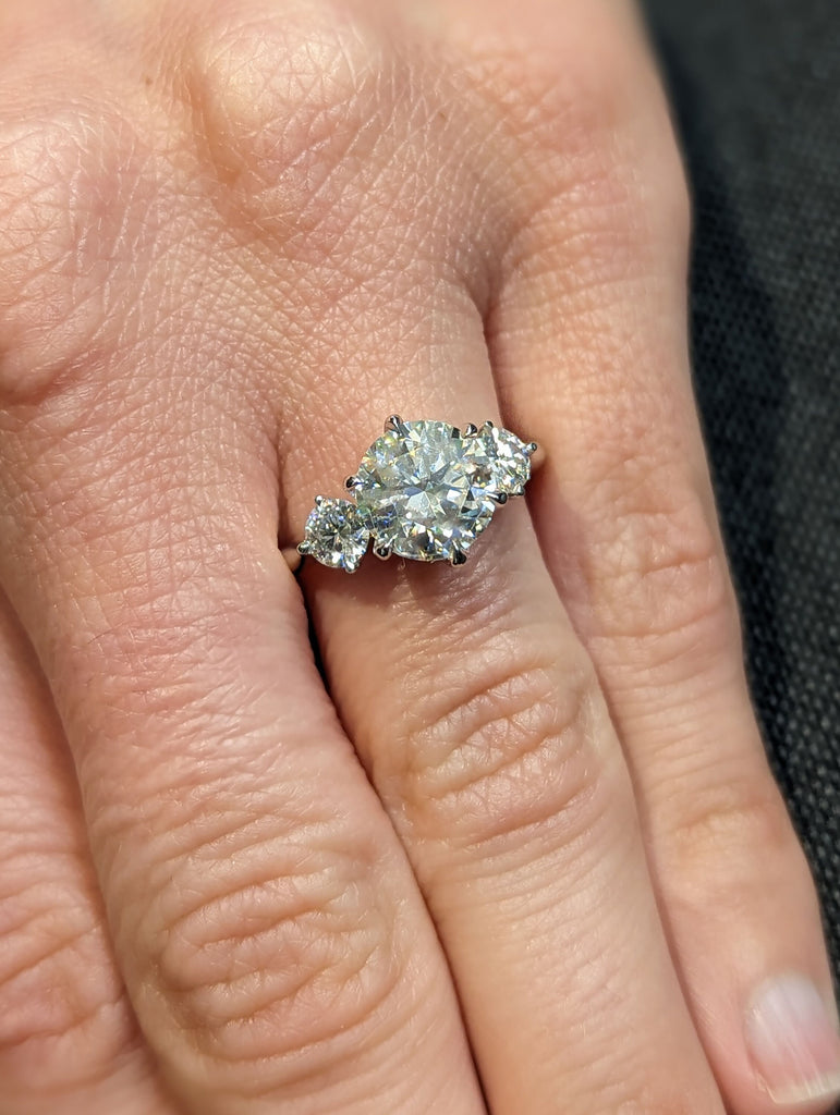 2ct Round Moissanite 14K White Gold Talon Prong 3 Stone Wedding Ring