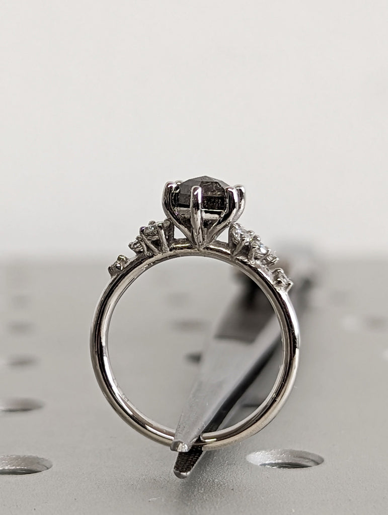 0.75ct Salt and Pepper Diamond Platinum Engagement Ring