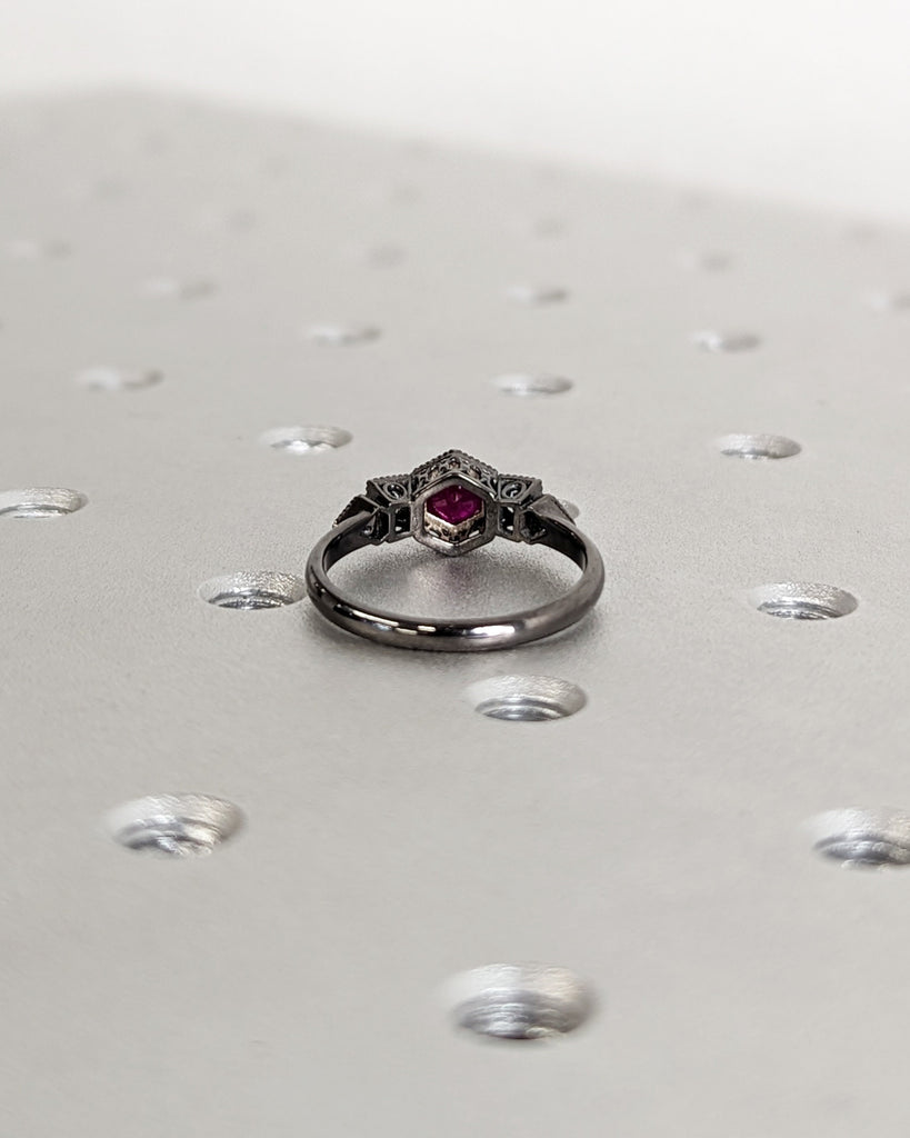 0.5ct Ruby Engagement Ring, Vintage Ruby Ring, Ruby Engagement Ring Milgrain Ring, 14K Gold Ruby Ring, Simple Promise Ring, Art Deco Ring