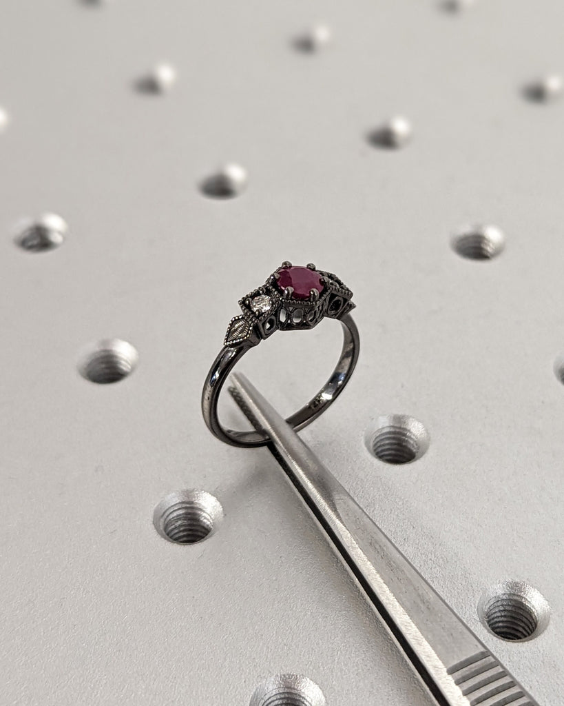0.5ct Ruby Engagement Ring, Vintage Ruby Ring, Ruby Engagement Ring Milgrain Ring, 14K Gold Ruby Ring, Simple Promise Ring, Art Deco Ring