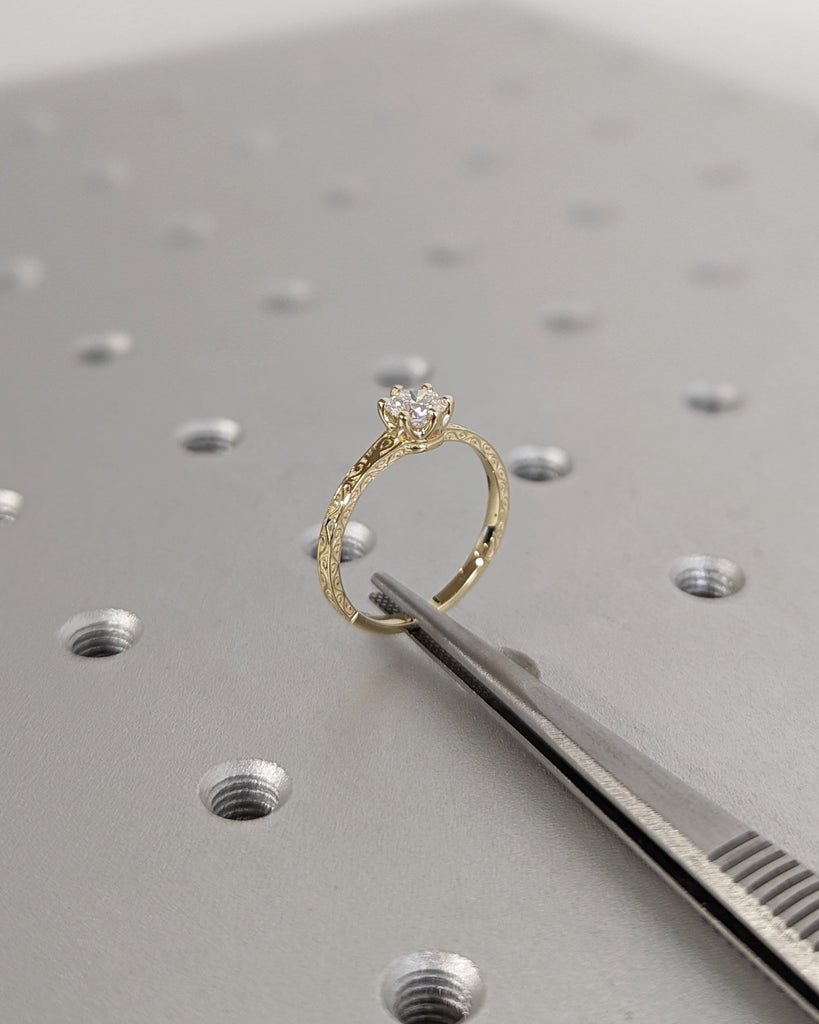 Colorless Moissanite 14k Rose/White/Yellow/Black Gold Engagement Ring Art Deco 1920's Inspired Thin Petite Band Unique Promise Ring for Her