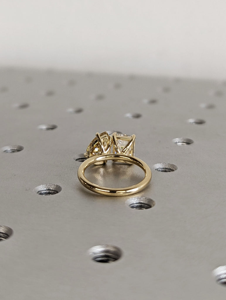 Double Moissanite 14K Yellow Gold Promise Ring