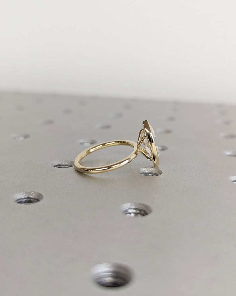 1.5 Carat Marquise Engagement Ring, Marquise Moissanite Solitaire Engagement Ring, Wedding Ring, Anniversary Ring 14K Yellow Gold Bezel Ring
