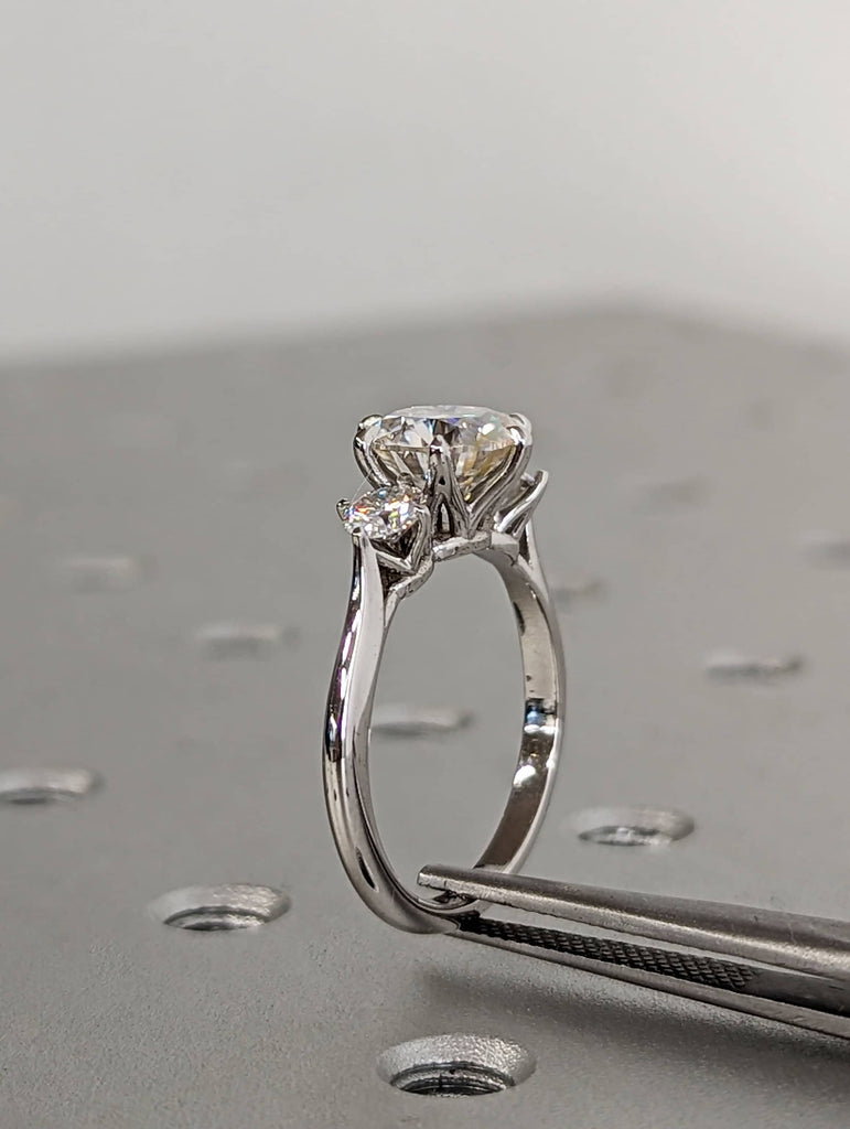 14K White Gold 2ct Moissanite Three Stone Proposal Ring