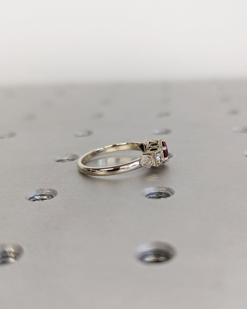 0.5ct Ruby Engagement Ring, Vintage Ruby Ring, Ruby Engagement Ring Milgrain Ring, 14K Gold Ruby Ring, Simple Promise Ring, Art Deco Ring