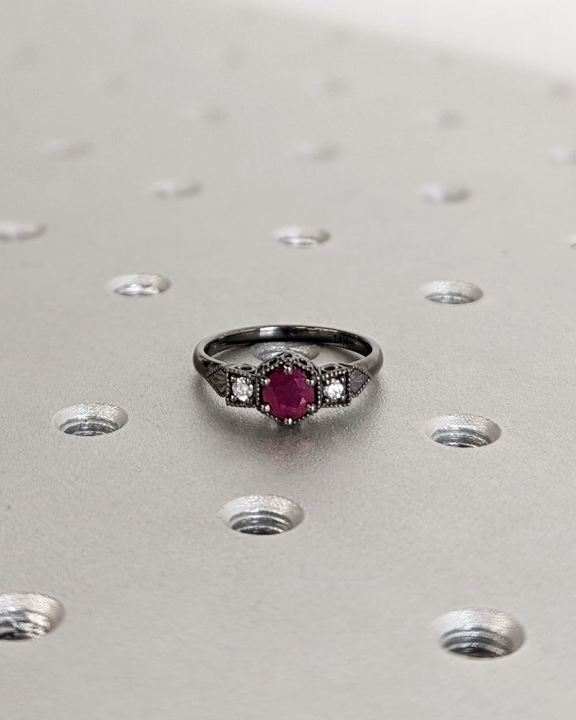 0.5ct Ruby Engagement Ring, Vintage Ruby Ring, Ruby Engagement Ring Milgrain Ring, 14K Gold Ruby Ring, Simple Promise Ring, Art Deco Ring