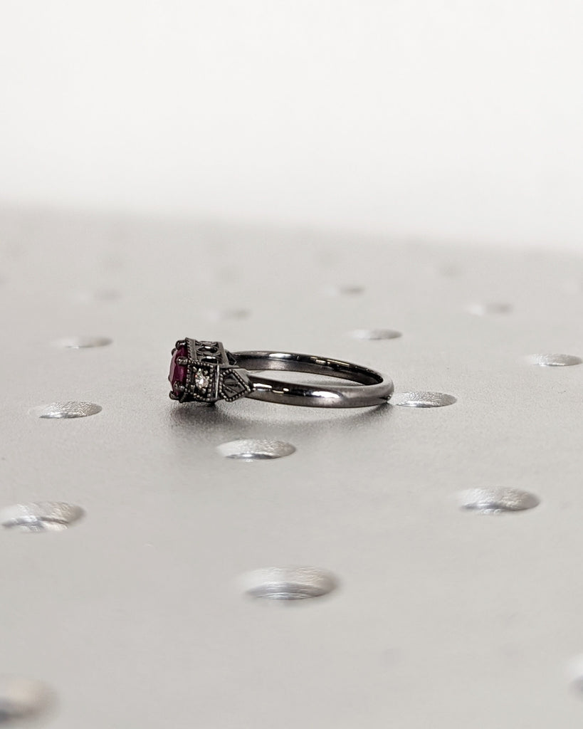 0.5ct Ruby Engagement Ring, Vintage Ruby Ring, Ruby Engagement Ring Milgrain Ring, 14K Gold Ruby Ring, Simple Promise Ring, Art Deco Ring