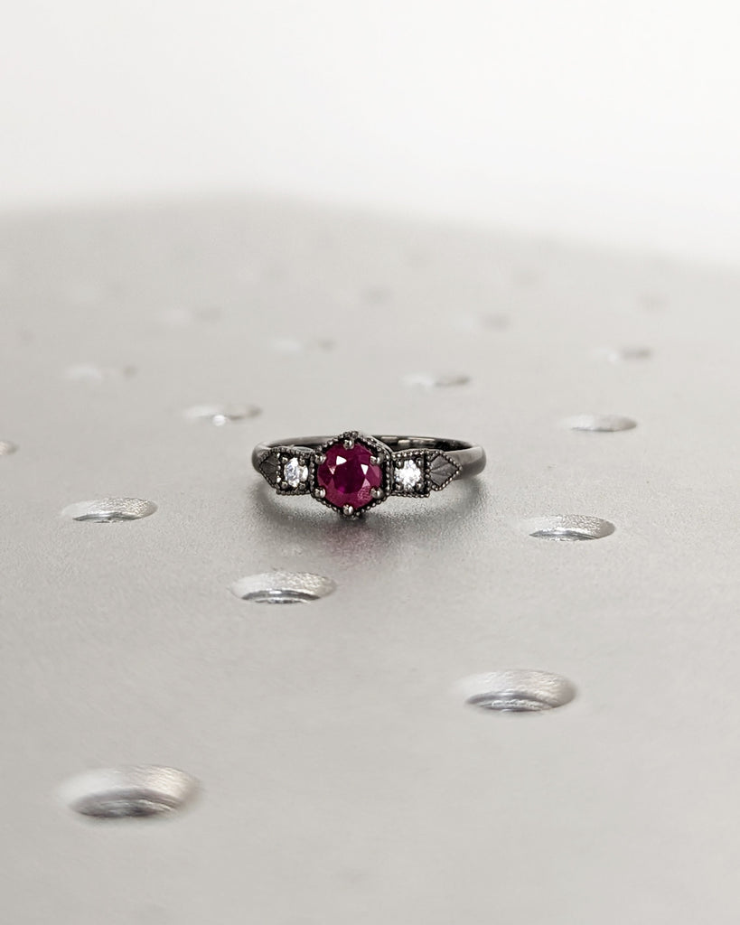 0.5ct Ruby Engagement Ring, Vintage Ruby Ring, Ruby Engagement Ring Milgrain Ring, 14K Gold Ruby Ring, Simple Promise Ring, Art Deco Ring