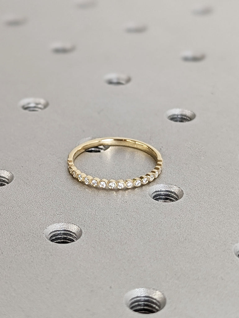 14K Yellow Gold Moissanite Half Eternity Wedding Band