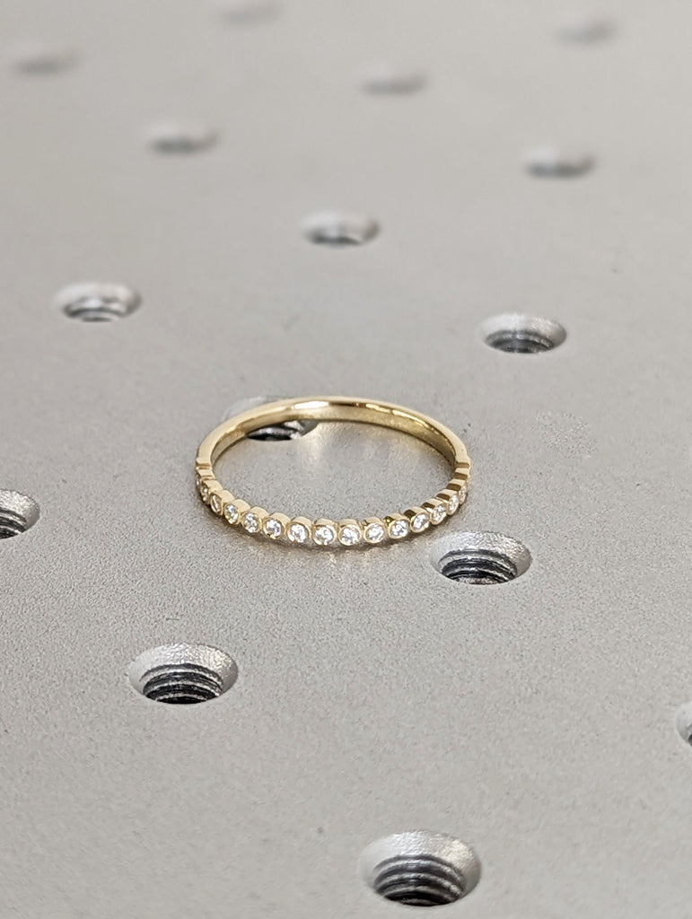 14K Yellow Gold Diamond Half Eternity Wedding Band