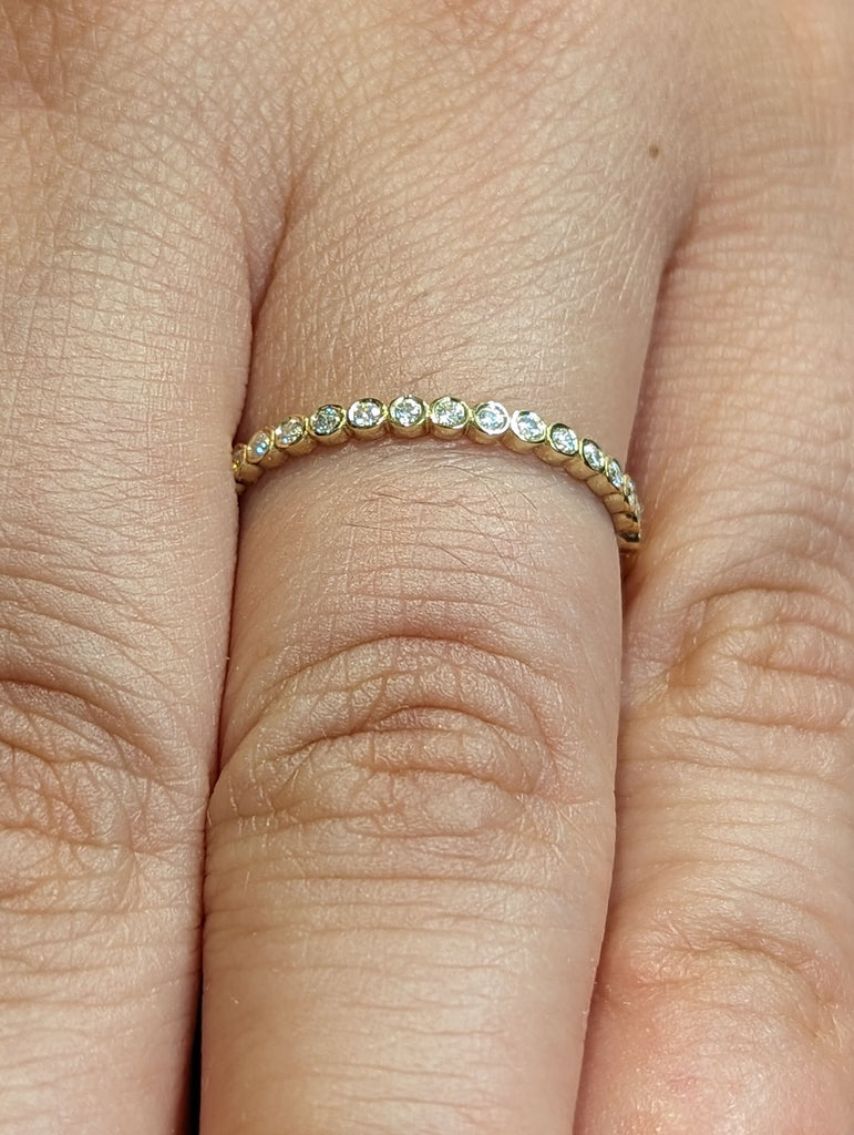 14K Yellow Gold Bezel Set Diamond Matching Stacking Ring