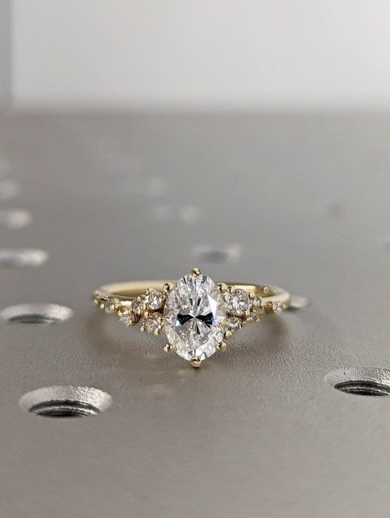 Oval Cut Moissanite Ring Vintage Moissanite Engagement Ring Solid Gold Unique Snowdrift 6 Prongs Engagement Ring Diamond Wedding Ring