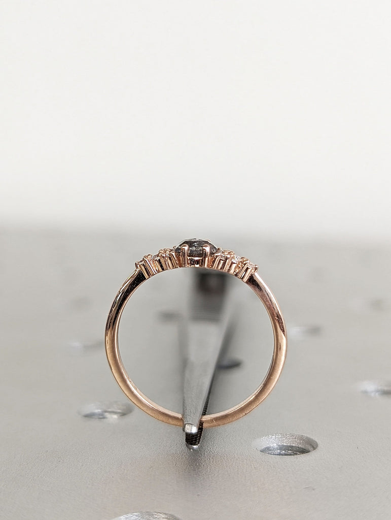 Custom 14K Rose Gold Salt and Pepper Diamond Wedding Ring for Her