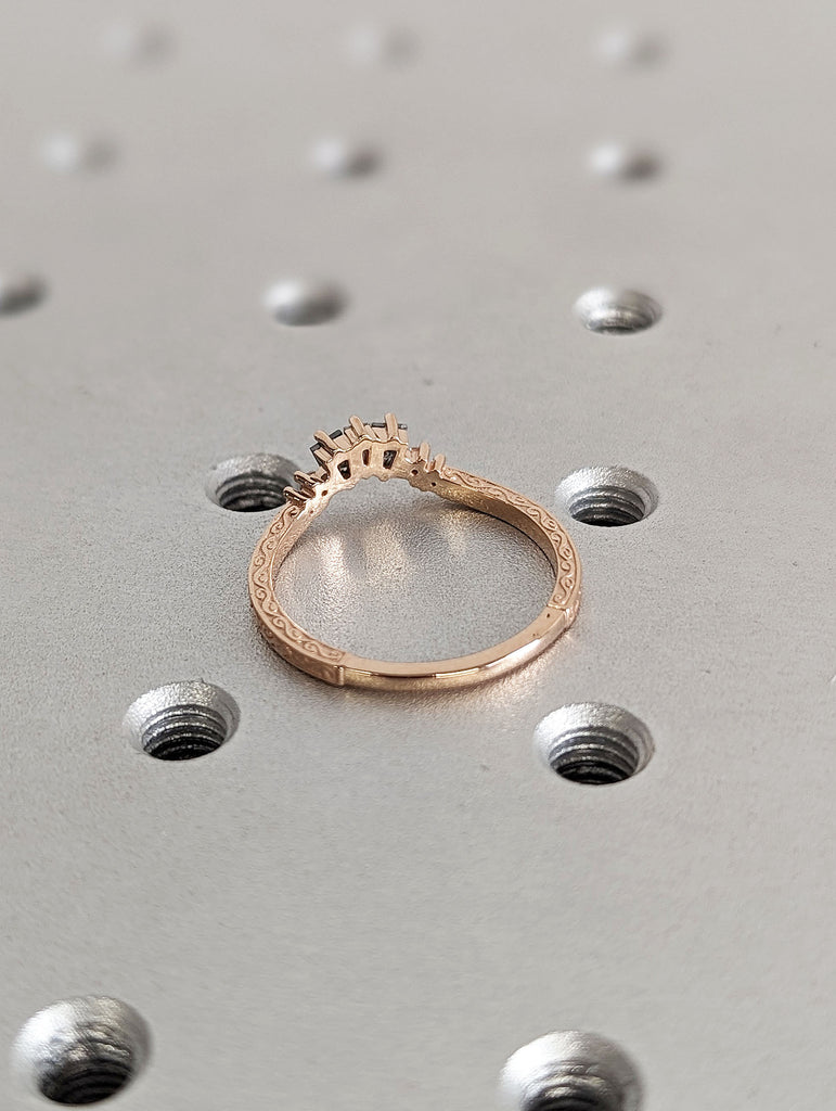 18K Rose Gold Filigree Engraved Wedding Anniversary Ring