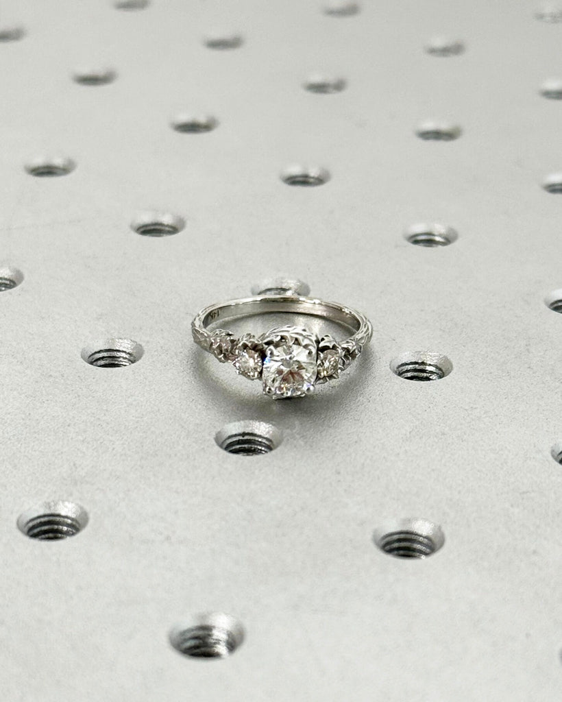 Nature inspired lab grown diamond bridal ring / Branch diamond engagement ring / Twig diamond engagement ring / Twig and Thistle Leaf Ring