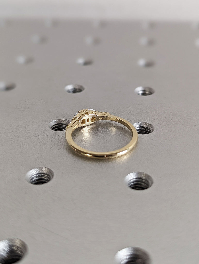 14K Yellow Gold Milgrain engraved Wedding Ring