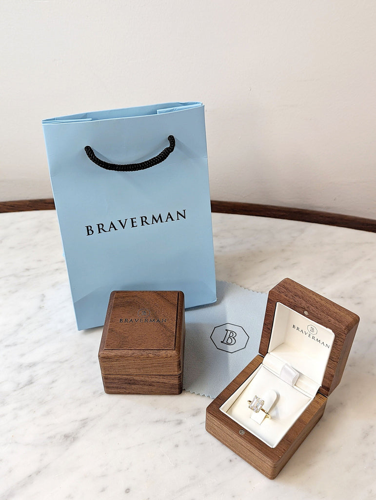 Braverman FSC Walnut Wood Engagement Ring Box Gift Package
