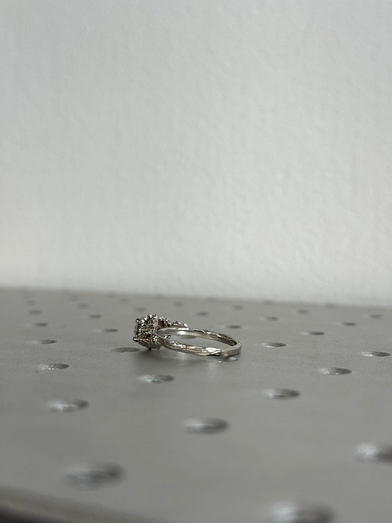 Nature inspired lab grown diamond bridal ring / Branch diamond engagement ring / Twig diamond engagement ring / Twig and Thistle Leaf Ring
