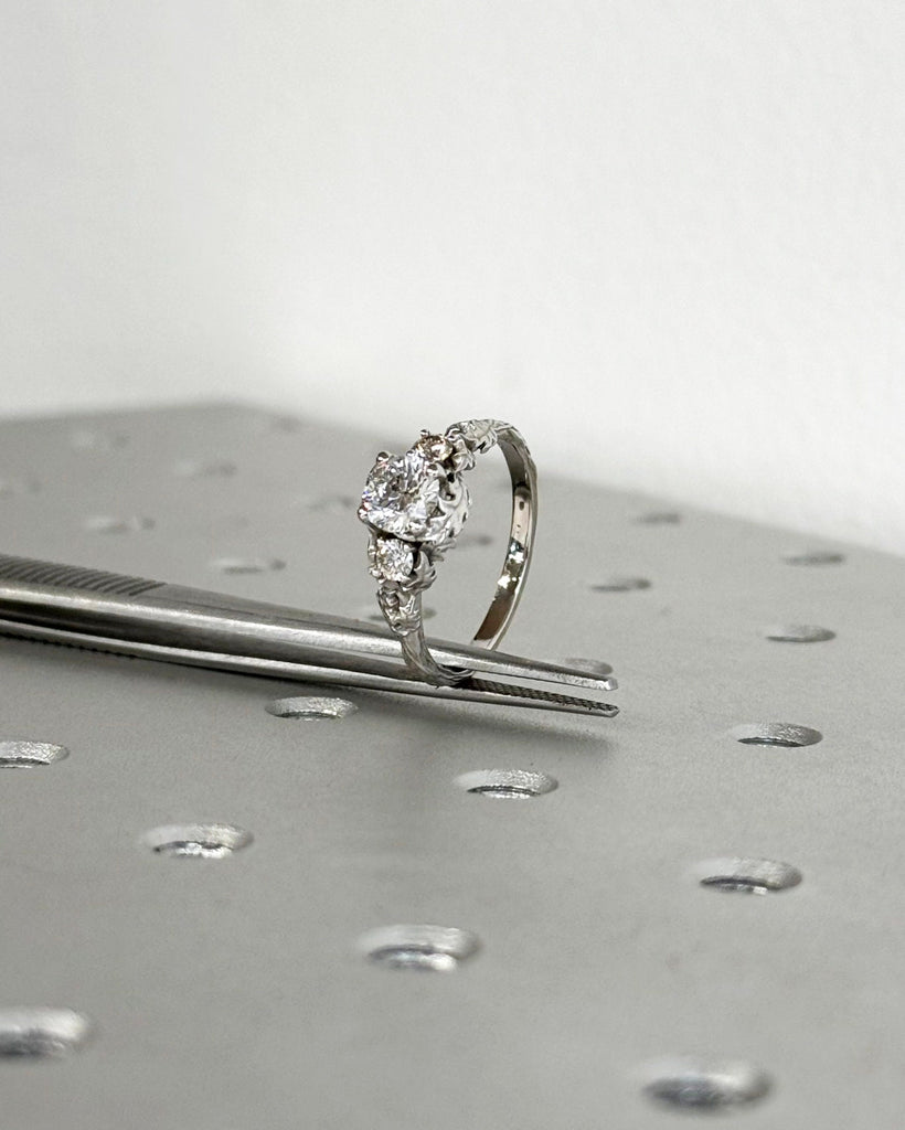 Nature inspired lab grown diamond bridal ring / Branch diamond engagement ring / Twig diamond engagement ring / Twig and Thistle Leaf Ring