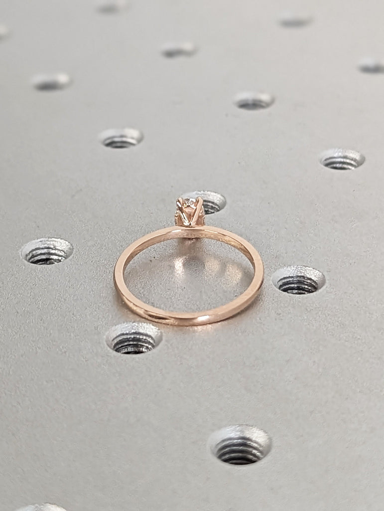 0.5ct Oval cut Moissanite Solitaire Wedding Anniversary Ring | 14K Rose Gold Moissanite Hidden Halo Proposal Ring | Custom Bridal Jewelry